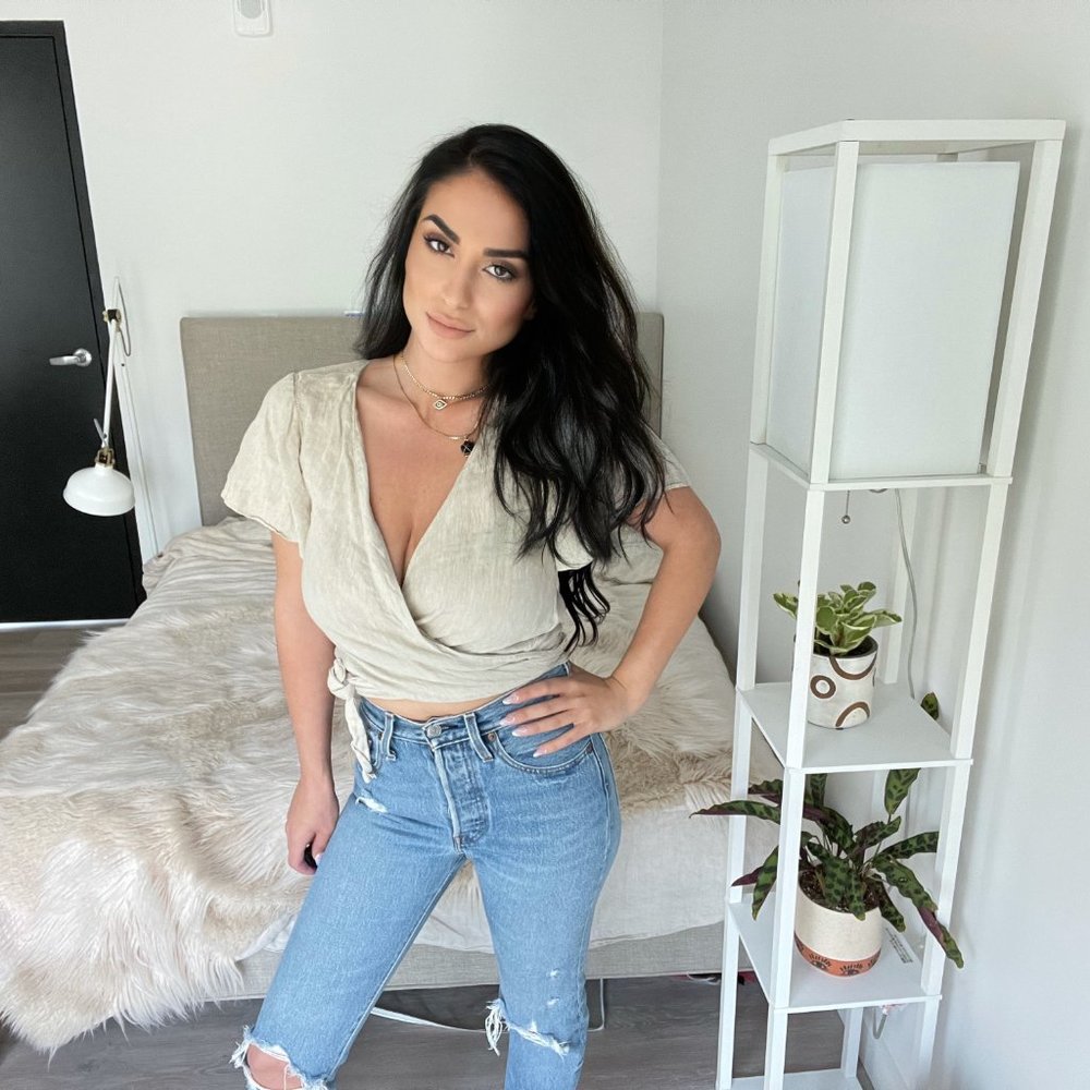 Zara Linen Wrap Crop Top with Flutter Sleeves